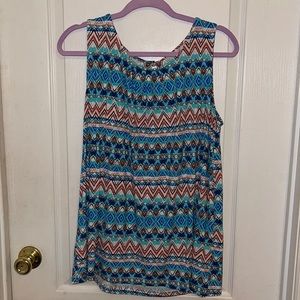 red white and blue patterned top